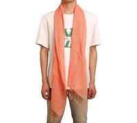 Prettystern Homme 100% Lin cheche 195cm longue Écharpe Foulard Printemps et d´Été Casual avec frangé Orange T26