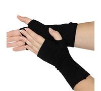 Prettystern Mitaine Gants Sans Doigts Femme en 100% Cachemire Laine Manchette Manchon Chauffe Main Noir