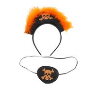 PRETYZOOM 1 ensemble d'accessoires de costume de pirate pour enfants, cache-œil pour filles, chapeau de avec plume, crâne et os croisés pour garçons, jeu de rôle d'Halloween, fête des Caraïbes,