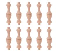 PRETYZOOM 10 Pièces Balustres en Bois Beige pour Escalier Intérieur, Poteaux de Balustre Inachevés en Bois Solide, Style Romain Vintage, pour Bricolage et Mobilier