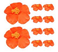 PRETYZOOM 10 Pièces Fleur d'hibiscus hawaïen fête des décorations hawaïennes Fleurs hawaïennes Fleurs artificielles Hibiscus têtes de Fleurs décoratives décorations de fête hawaï Eva Orange