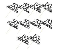 PRETYZOOM 10 Pièces Lot de Cake Toppers Noirs Anniversaire et Mariage Décorations Milestone Élégantes pour Gâteaux et Desserts Faciles à Insérer pour Célébrations