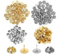 PRETYZOOM 100 paires Lot de Fermoirs à Ailes Métal pour Épingles avec Système de Verrouillage Sécurisé Dos de Broche pour Bijoux et Artisanat Assortiment Or et Nickel