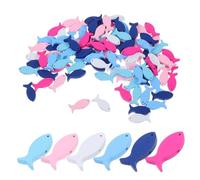 PRETYZOOM 100 pièces Ornements Poisson Bois Décoration DIY Créative pour Maison Bureau Restaurant et Cadeau Accessoires Artisanaux Multifonctions Forme de Poisson