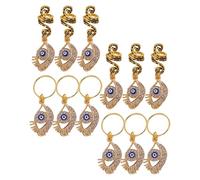 PRETYZOOM 12pièces Lot de Bijoux de Cheveux pour Tresses et Dreadlocks Anneaux Décoratifs avec Pendentif Œil Protecteur Accessoires de Cheveux pour Coiffures Variées
