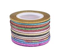 PRETYZOOM 14 rouleaux Ruban Nail Art Autocollants Ongles Métalliques Couleurs Brillantes DIY Manucure Femme Auto-adhésif Décoration Rayures Nail Sticker