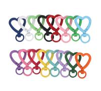 PRETYZOOM 16 pièces Lot de Porte-clés Forme Cœur Alliage de Zinc Mousquetons Pivotants à Ressort pour DIY Clips Sécurisés Multifonctions pour Bijoux et Accessoires