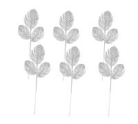 PRETYZOOM 18 Pcs Pendentif Feuille De Noël Pics De Branches De Sapin De Noël Guirlande Artificielle Décor De La Nativité Ornement d'arbre De Décoration Faux Silver Poudre Scintillante