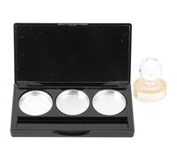 PRETYZOOM 1ensemble Palette de Maquillage Vide Rectangulaire Noire Mate Boîte de Rangement Cosmétique Portable avec Godets Ronds Aluminium Adhésifs Double-face Miroir Intégré Plateau DIY