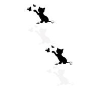 PRETYZOOM 2 Ensembles Autocollants De Voiture Stickers Créatifs Chat Cartoon Flapping Couverture De Rayures Noir Blanc Chaque Couleur Autocollants Amovibles Pet Effet 4 Pièces * 2