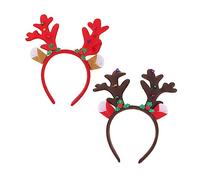 PRETYZOOM 2 Ensembles -tête En Bois De Noël Faire La Fête Cerf Bandeau En Bois De Noël Bandeau De Renne Cerceaux De Cheveux De Noel Décorations Pour Rouge En Tissu 2 Pièces * 2