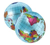 PRETYZOOM 2 pièces Ballon Gonflable pour Tout-petits Globe Terrestre Éducatif avec Carte Du Monde Colorée Portable pour Éveil Géographique et Jeux Extérieur