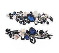 PRETYZOOM 2 pièces Barrettes Cheveux Vintage Clips Rétro Alliage avec Strass et Œil de Chat Pinces Fermes pour Filles et Femmes Accessoires Élégants pour Fête et Mariage