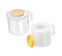 PRETYZOOM 2 pièces Bol Mélangeur Plastique Grand Format avec Couvercle Anti-éclaboussures Tasse à Mesurer Claire avec Échelle Précise pour Pâtisserie Mélange Œufs et Ustensile de Cuisine
