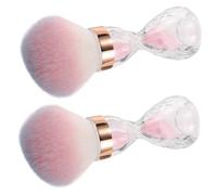 PRETYZOOM 2 pièces Brosse Poudre Ongles Manche Sablier Poils Doux Nettoyage Ongles Acryliques Accessoires Nail Art Rose