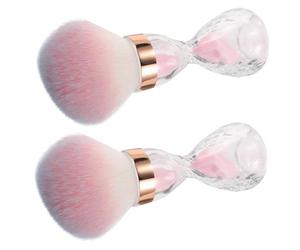 PRETYZOOM 2 pièces Brosse Poudre Ongles Manche Sablier Poils Doux Nettoyage Ongles Acryliques Accessoires Nail Art Rose