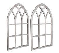 PRETYZOOM 2 Pièces Cadre de Fenêtre Cathédrale de Ferme en Bois, | Style Rustique et Cathédrale, Aspect Réaliste, Décoration Intérieure Polyvalente, pour Cafés et Lieux D’événements