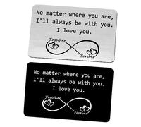 PRETYZOOM 2 Pièces Cartes Gravées Acier Inoxydable pour Saint Valentin Inserts pour Portefeuille et Résistants Couples Amoureux Finition Lisse et Texte