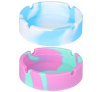 PRETYZOOM 2 Pièces Cendrier en Silicone Incassable et Antidérapant pour Intérieur et Extérieur, Récipient à Cendres Rond Facile à Nettoyer Design Moderne et Minimaliste