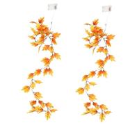 PRETYZOOM 2 Pièces De Ficelle Rotin Érable Lumineux Décorations pour Les Salas De CASA Feuilles D'érable Automne Guirlande Lumineuse Lumières De Feuille pour La Orange Plastique