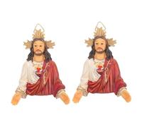 PRETYZOOM 2 Pièces Décoration de Table chrétienne Religieux Décoration Religieuse Statue chrétienne Statue en résine Crucifixion Romain Statue Religieuse de jésus Ornement en résine
