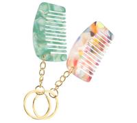 PRETYZOOM 2 pièces Mini Peigne Porte-clés Acétate Peigne Dents Larges Compact et Portable Démêlant Doux pour Chaque Type de Cheveux Accessoire Voyage Pratique