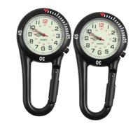 PRETYZOOM 2 pièces Montre à Clip pour à Dos avec Fluorescent Clip Mousqueton Robuste pour Sport Extérieur et Ceinture Montre à Quartz Pratique pour Grimpeurs et Travailleurs