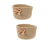 PRETYZOOM 2 Pièces panier de rangement en corde de coton dessus de table panier bébé panier à clés jouet mini panier rangement boite rangement panier de rangement rond petits paniers blanche
