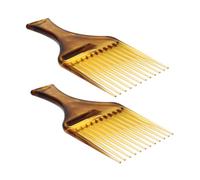 PRETYZOOM 2 pièces Peigne Afro à Dents Larges Ambre Peigne Démêlant Plastique pour Cheveux Épais et Bouclés Coiffage Facile et Portable