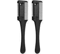 PRETYZOOM 2 pièces Peigne Coupe-cheveux Double Face avec Lame Sécurisée Peigne Effileur DIY pour Cheveux Fins et Épais Outil Portable pour Coupe et Coiffage à Domicile