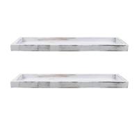 PRETYZOOM 2 Pièces Plateau en Bois Blanc de Style Rustique et Vintage, Forme Rectangulaire, Design Multifonctionnel pour Table Basse ou Salle de Bain