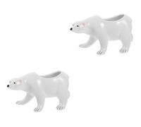 PRETYZOOM 2 Pièces Pot de Fleur Ours Polaire Carafe crémier Faire Pipi Unique Pot de Fleur Mignon bouda Decoration Interieure Pots de Plantes drôles Pots de Plantes Grasses céramique Blanche