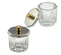 PRETYZOOM 2 pièces Tasses Cristal Nail Art Verre Transparent pour Mélange Liquides et Poudres Coupe Octogonale avec Couvercles Outils Manucure Professionnels pour Salon et Usage Domestique