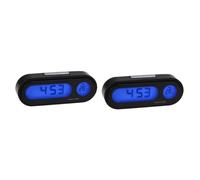 PRETYZOOM 2 Pièces Thermomètre Horloge Voiture Multifonction LED Bleu Tableau de Bord Numérique Mini Thermomètre Intérieur Extérieur