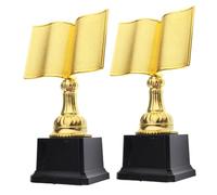 PRETYZOOM 2 pièces Trophée Lecture Or Plastique Forme Élégant pour Compétition Lecture Récompense Stylée Cadeau Lectrice Lot