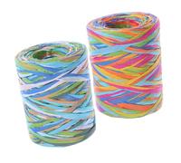 PRETYZOOM 2 rouleaux Ruban Raphia pour Emballage Cadeaux Noël et Loisirs Créatifs Ficelle Naturelle Longue pour Décoration DIY Couleurs Mélangées pour Tissage et Artisanat