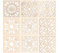 PRETYZOOM 20 Pièces de Décorations en Bois Carré Creux 40 Mm Bois Brut Naturel pour Bricolages Créatifs DIY Style Bohème pour Loisirs Créatifs Décoration Fête et Artisanat