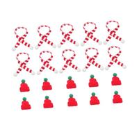 PRETYZOOM 20 Pièces Mini Christmas Hat and Scarf Set Small Hand-Knitted Wool Caps and Scarves for DIY Doll Accessories Holiday Craft Decorations