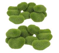 PRETYZOOM 20 Pierres de Mousse Artificielles Décoratives Vertes en Écume Floquée pour Aquarium et Pot de Fleurs, Forme Réaliste de Pierre Moussue, Décoration Créative pour Maison et Jardin