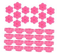 PRETYZOOM 200 pièces Support Colle Extension Cils Jetable Rose Bac à Colle Ongles avec Rainures Antisèche pour Salon de Beauté et Maquillage