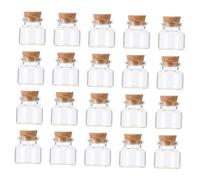 PRETYZOOM 20pièces Mini Bouteilles Verre avec Bouchon Bois Lot pour Conservation De Thé Et Fleurs Capacité