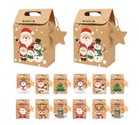 PRETYZOOM 24 Boîtes Présents en Papier Kraft pour Friandises de Noël Petites Boîtes à Dragées à Remplir Emballages Festifs pour Bonbons et Biscuits pour Fêtes et Événements