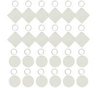 PRETYZOOM 24 Pièces Porte-clés Sublimé Rond et Carré en MDF Blanc pour DIY | Porte-clés à Transfert Thermique, Léger et Facile à Suspendre, pour Téléphones, Paquet, Nouvel An et Remise