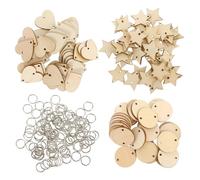 PRETYZOOM 240 Pièces Étiquettes en Bois Naturel avec Trous pour Décoration Anniversaire Diy, Formes Étoiles, Cœurs et Cercles, Faciles à Personnaliser la Maison