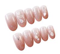 PRETYZOOM 24pièces Faux Ongles Naturels Style Français Capsules Pour Ongles Boîte Pour Femmes Et Filles