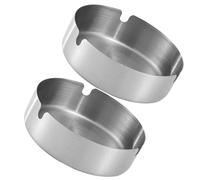 PRETYZOOM 2Pièces Cendrier Acier Inoxydable Cendrier Métallique Anti-Drop pour Intérieur et Extérieur Accessoire de Décoration pour Maison Bureau Bar et Design Compact et Élégant