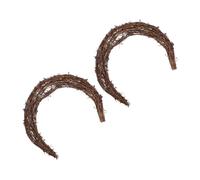 PRETYZOOM 2pièces Couronne Forme De Lune Rotin Lot de Structure pour Loisirs Créatifs Décoration Murale avec Cadre Vigne pour Fêtes Intérieures