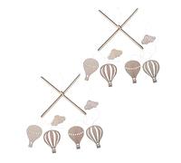 PRETYZOOM 2pièces Mobile Montgolfière Bois Pour Garçon Fille Décoration De Chambre Carrousel De Vent Amusant Et Éducatif Pour Lit De Garçon Fille Et Mur