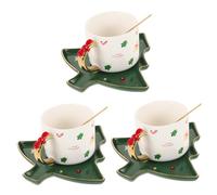 PRETYZOOM 3 Ensembles Tasse En Céramique Sapin De Noël Chope De Yaourt Tasse De De Noël En Forme De Sapin De à Thé à Eau En Porcelaine Au Lait Mugs