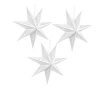 PRETYZOOM 3 Pièces Abat-jour en papier star lanterne suspendue étoile papier abat-jour décoration étoile à suspendre lanternes décorations de fête blanche